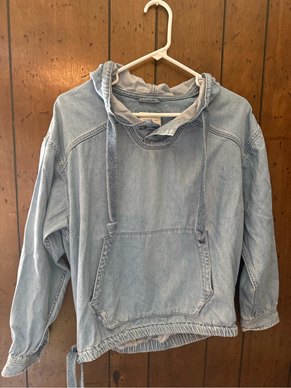 American Eagle Light Blue Denim Hoodie